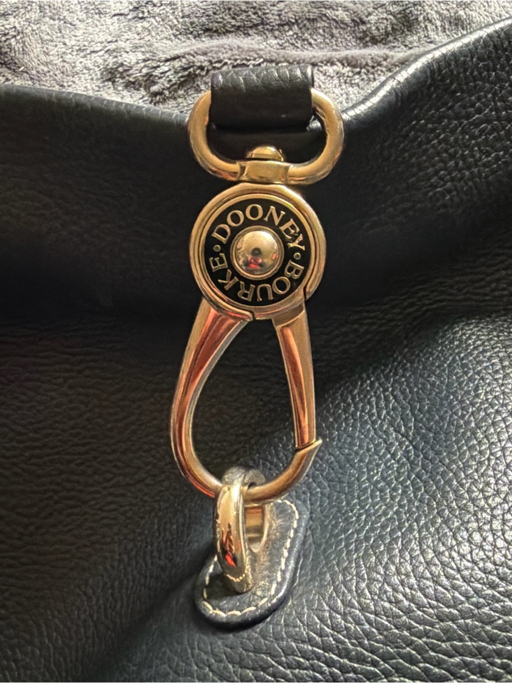 Dooney & Bourke Dark Navy Blue Leather Shoulder Bag with Gold Hardware Clasp
